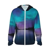 Gaeub Night At Lake Aurora Men's and Women's UPF 50  Long-Sleeved Sun Protection Clothing, Fishing Shirt Long Sleeve Zip-Small