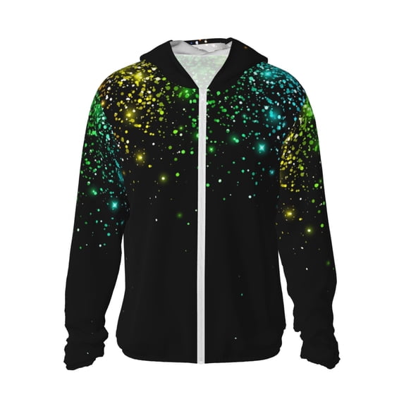 Gaeub Night Rainbow Sparkles Men's and Women's UPF 50+ Long-Sleeved Sun Protection Clothing, Fishing Shirt Long Sleeve Zip-Medium