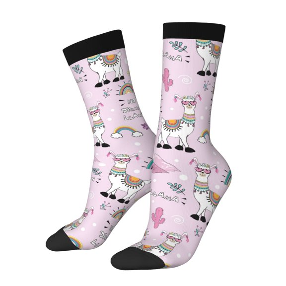 Gaeub No Drama Llama Print Adult Crew Socks,Mid-Calf Socks,Stylish & Comfortable Adult Socks for Men & Women,Crew Athletic Socks for Sport Running Traveling