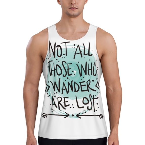 Gaeub Not All Who Wander Are Lost1 Men's Athletic Tank Top, Workout Sleeveless Shirts, Running Tank Tops for Gym, Running, Training - 4X-Large