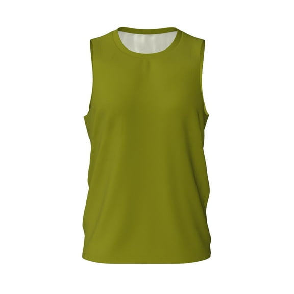Gaeub Olive Men's Mesh Basketball Jersey, Quick-Drying Sleeveless Top S-4XL, Loose Muscle Tank Top -XX-Large