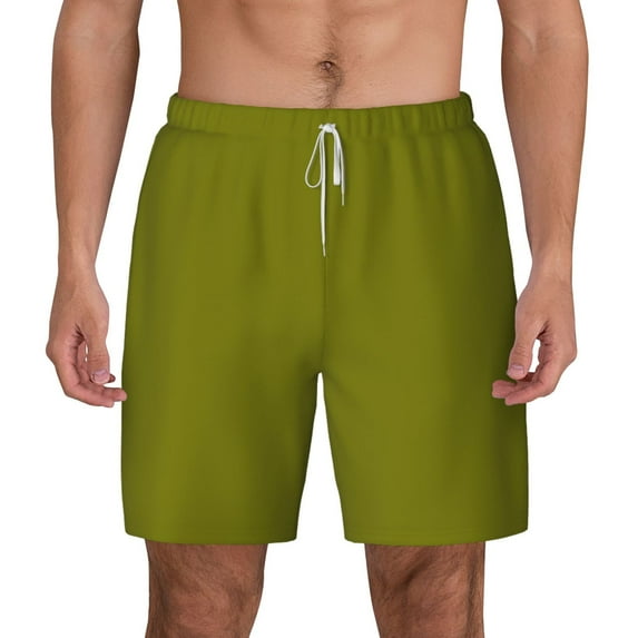 Gaeub Olive Mens Swim Trunks Stretch Beach Shorts Quick Dry for Men Swim Shorts Swimwear with Pockets- Small