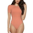 thumbnail image 1 of Gaeub Orange Gingham Women'S Short Sleeve One Piece Swimsuit Sexy High-Waisted Bodysuit For Swimming, Beach, Sports - Xx-Large, 1 of 9