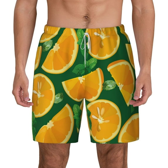 Gaeub Orange Mens Swim Trunks Stretch Beach Shorts Quick Dry for Men Swim Shorts Swimwear with Pockets- X-Large