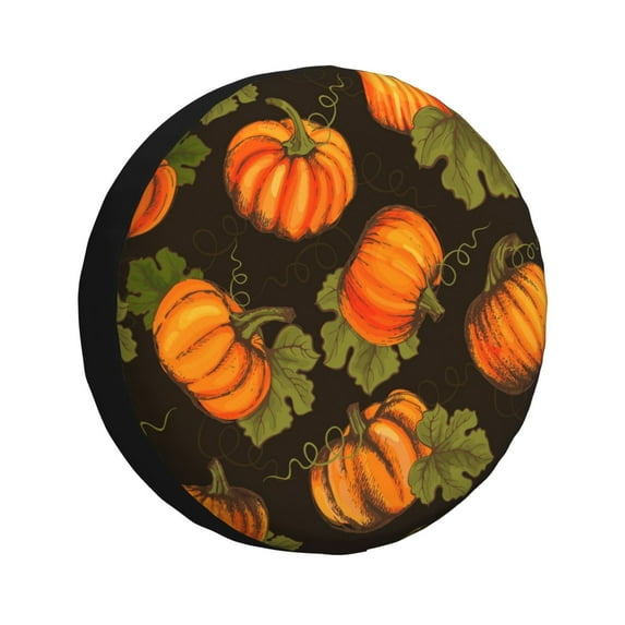 Gaeub Orange Pumpkin 14-17in Tire Cover, Spare Tire Cover, for Camper Caravan, Trailer, Car, Truck, SUV, Jeep - 14 inch