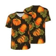 thumbnail image 1 of Gaeub Orange Pumpkin Men's Basketball Short Sleeves, Beach Vacation T-Shirt, Fitness Short-Sleeve, Printed Pattern with Buttons - Small, 1 of 9