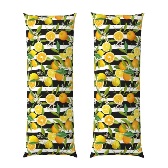 Gaeub Orange and Lemon Printed Long Body Pillowcase Envelope Closure 1 Pack Wrinkle for Night Sweats - 20x54 in