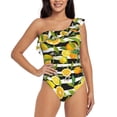 thumbnail image 1 of Gaeub Orange and Lemon Women's One Shoulder Ruffle Tummy Control Swimwear for Swimming Surfing Beach Party - Medium, 1 of 8