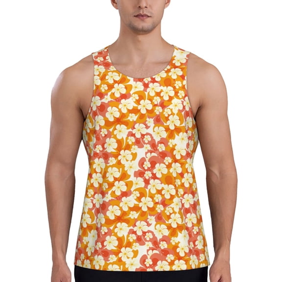Gaeub Orchids Flowers Men's Athletic Tank Top, Workout Sleeveless Shirts, Running Tank Tops for Gym, Running, Training - 3X-Large