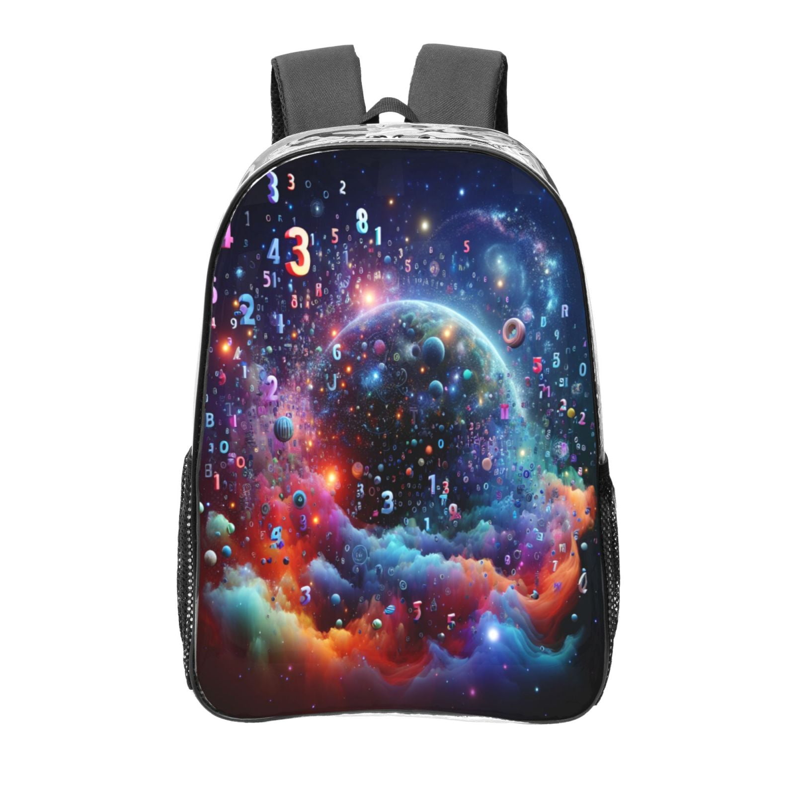 Gaeub Outer Space Floating Numbers And Letters Print Clear Backpack ...