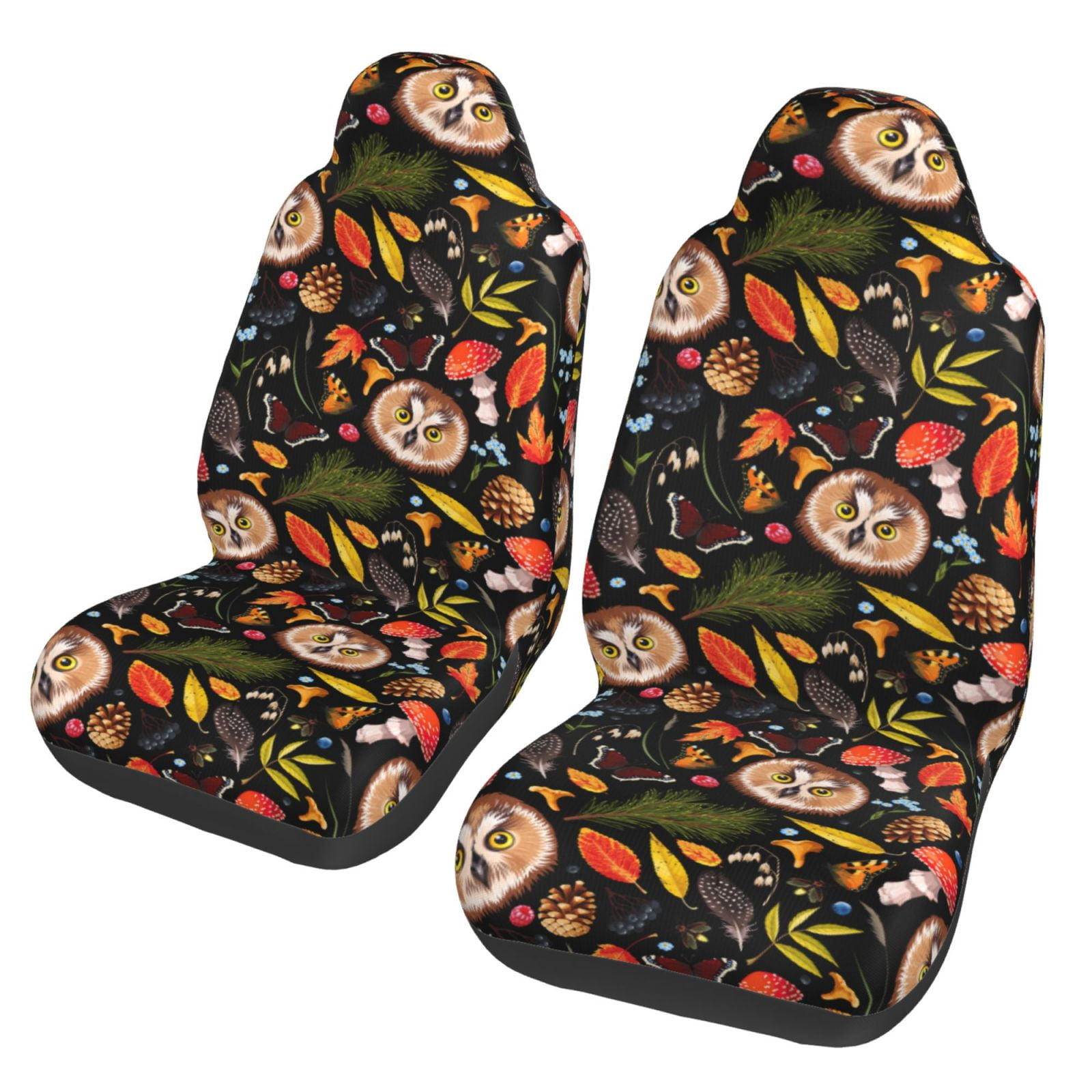 Gaeub Owl And Leaves 2Pack Full Set Car Seat Covers with Soft Padding ...
