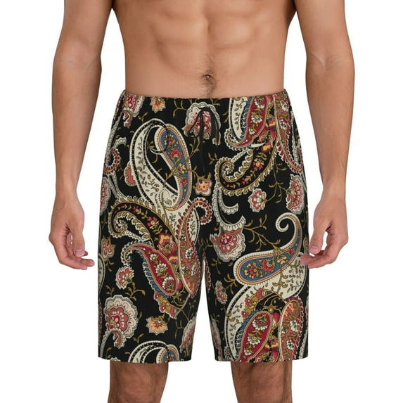 Gaeub Paisley6 Print Men's Short Pajama Pants, Sleep Shorts, Household Pants, Casual Pants with Pockets-3X-Large