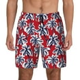 thumbnail image 1 of Gaeub Palm Tree Pattern on Red Mens Swim Trunks Stretch Beach Shorts Quick Dry for Men Swim Shorts Swimwear with Pockets- X-Large, 1 of 1