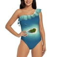 thumbnail image 1 of Gaeub Paradise Island Women's One Shoulder Ruffle Tummy Control Swimwear for Swimming Surfing Beach Party - Large, 1 of 8