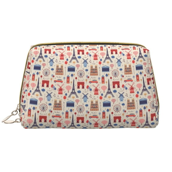 Gaeub Paris Printed Travel Cosmetic Bag,Makeup Bag, Large Capacity Toiletry Bag for Women, Portable Pouch Make Up Organizer with Zipper and Divider