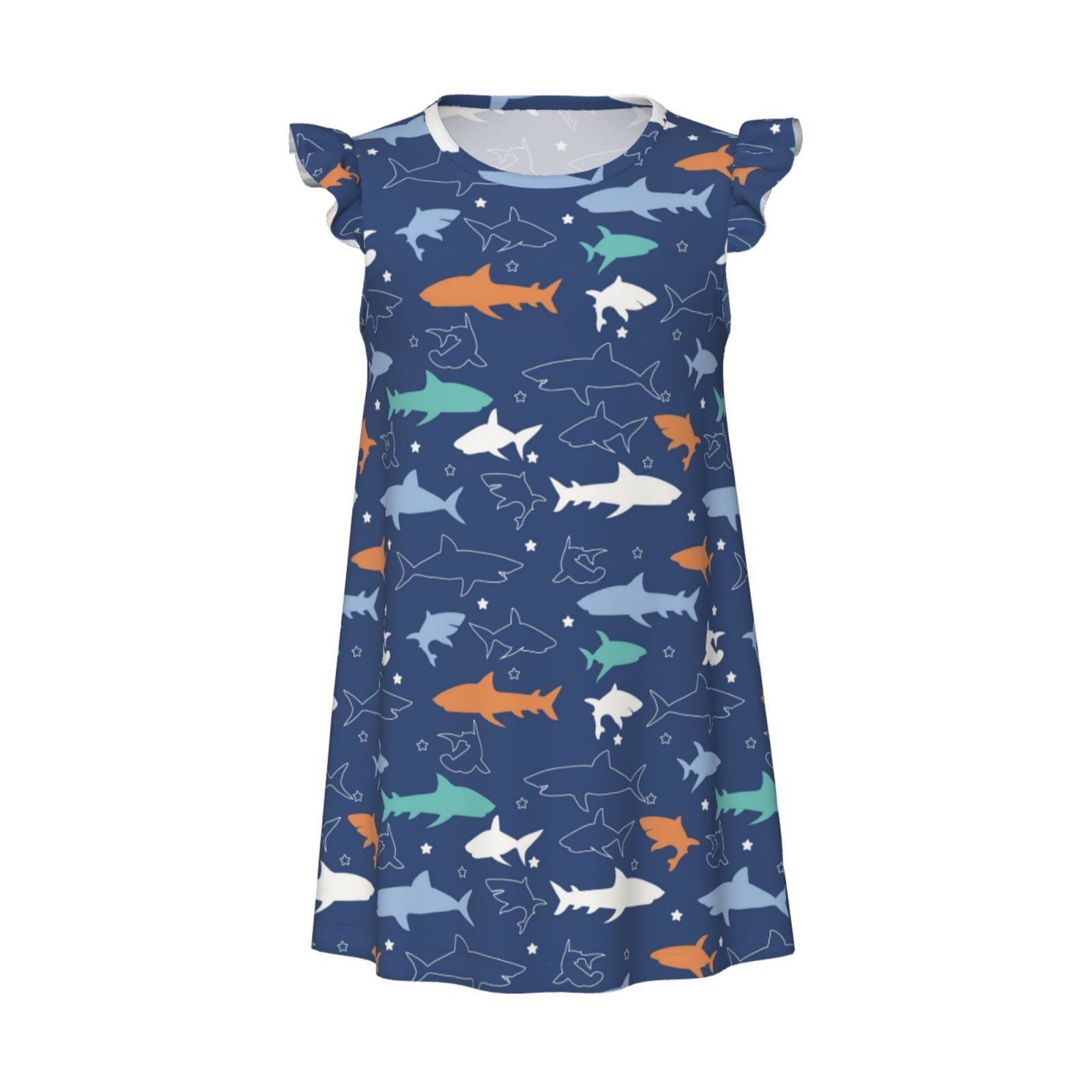 Gaeub Party Shark Cute Girls Pajamas Dress, Comfortable Nightwear