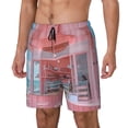 thumbnail image 1 of Gaeub Pastel Pink Beach Cafe Print Mens Swim Trunks with Compression Liner,Board Shorts Quick Dry,Beach Swimwear with Pockets-XX-Large, 1 of 6