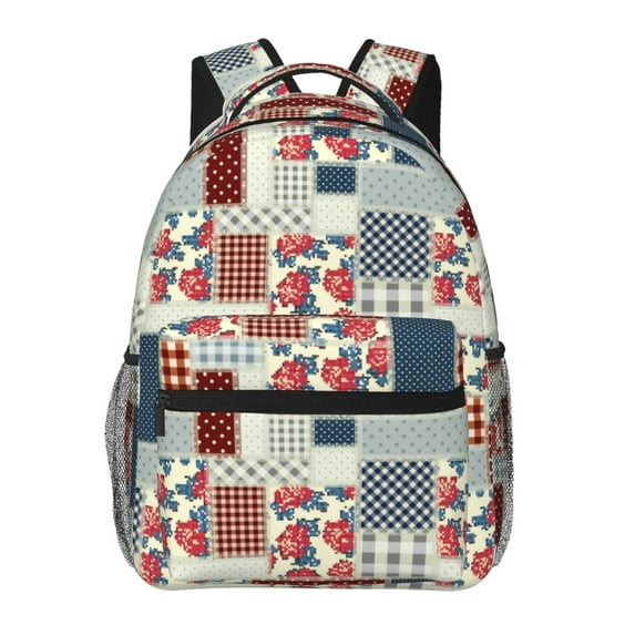 Gaeub Patchwork In Country Style Ergonomic Lightweight Laptop Backpack - Multiple Pockets for School, Work, Travel, Outdoor Activities -One Size