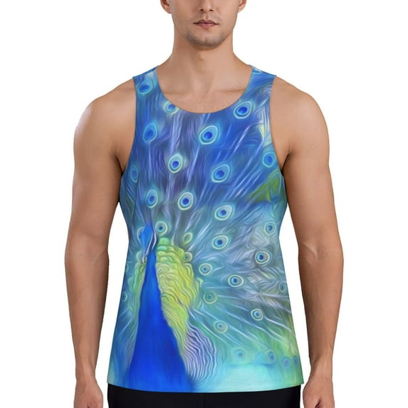 Gaeub Peacock Men's Athletic Tank Top, Workout Sleeveless Shirts, Running Tank Tops for Gym, Running, Training - X-Large