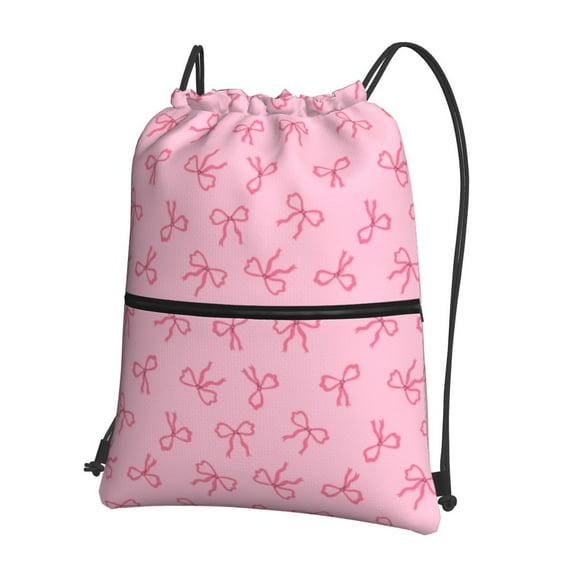 Gaeub Pink Bows Gym Bag Sackpack Sports,Drawstring Backpack Sports Bag for Women Men Large Size