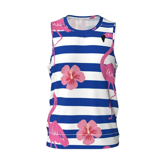 Gaeub Pink Flamingo Men's Mesh Basketball Jersey, Quick-Drying Sleeveless Top S-4XL, Loose Muscle Tank Top -Small