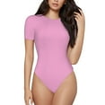 thumbnail image 1 of Gaeub Pink Women'S Short Sleeve One Piece Swimsuit Sexy High-Waisted Bodysuit For Swimming, Beach, Sports - Small, 1 of 9