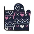 thumbnail image 1 of Gaeub Pixel Heart Winter Print Oven Mitts and Pot Holders Sets of 2,Heat Resistant Pad,Cooking Gloves, for Baking BBQ Home Decor, 1 of 7