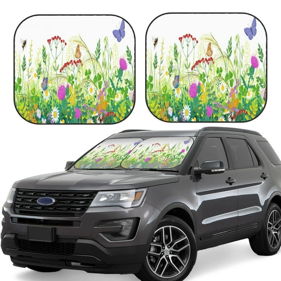 Gaeub Plants and Insects Foldable Auto Sun Blocker Visor, Sunshade for Car Front Window, Keeps Your Vehicle Cool - Small