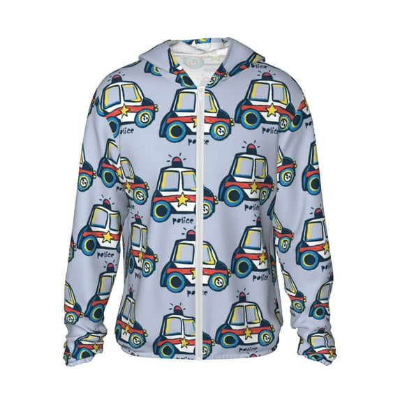 Gaeub Police Car Men's and Women's UPF 50+ Long-Sleeved Sun Protection Clothing, Fishing Shirt Long Sleeve Zip - Small