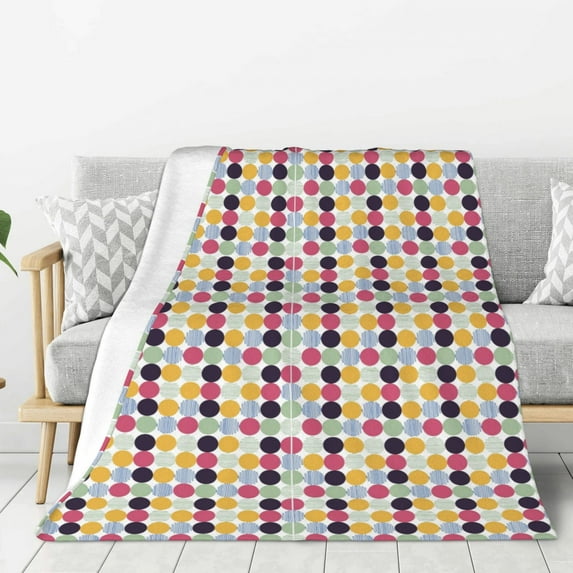Gaeub Polka Dot Print Flannel Throw Blanket, Home Fleece Throw Blanket for Couch or Bed,Decorative Blankets,Lightweight Fuzzy Flannel Blanket-50"x40"