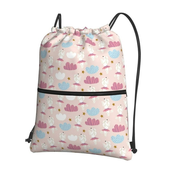 Gaeub Poodle In Ballet Skirts Dancing Gym Bag Sackpack Sports,Drawstring Backpack Sports Bag for Women Men Large Size
