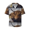 thumbnail image 1 of Gaeub Portrait Of Highland Cow With Its Baby Cow Men's Lapel Short Sleeve Shirt, Relaxed Fit Shirt, Soft and Breathable for Outdoors Party Travel - 4X-Large, 1 of 7