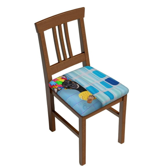 Gaeub Prague Ratter Dog in Bathtub Square Chair Seat Covers, Stretch Fitted Printed Chair Seat Cushion Cover for Kitchen, Office - One Size