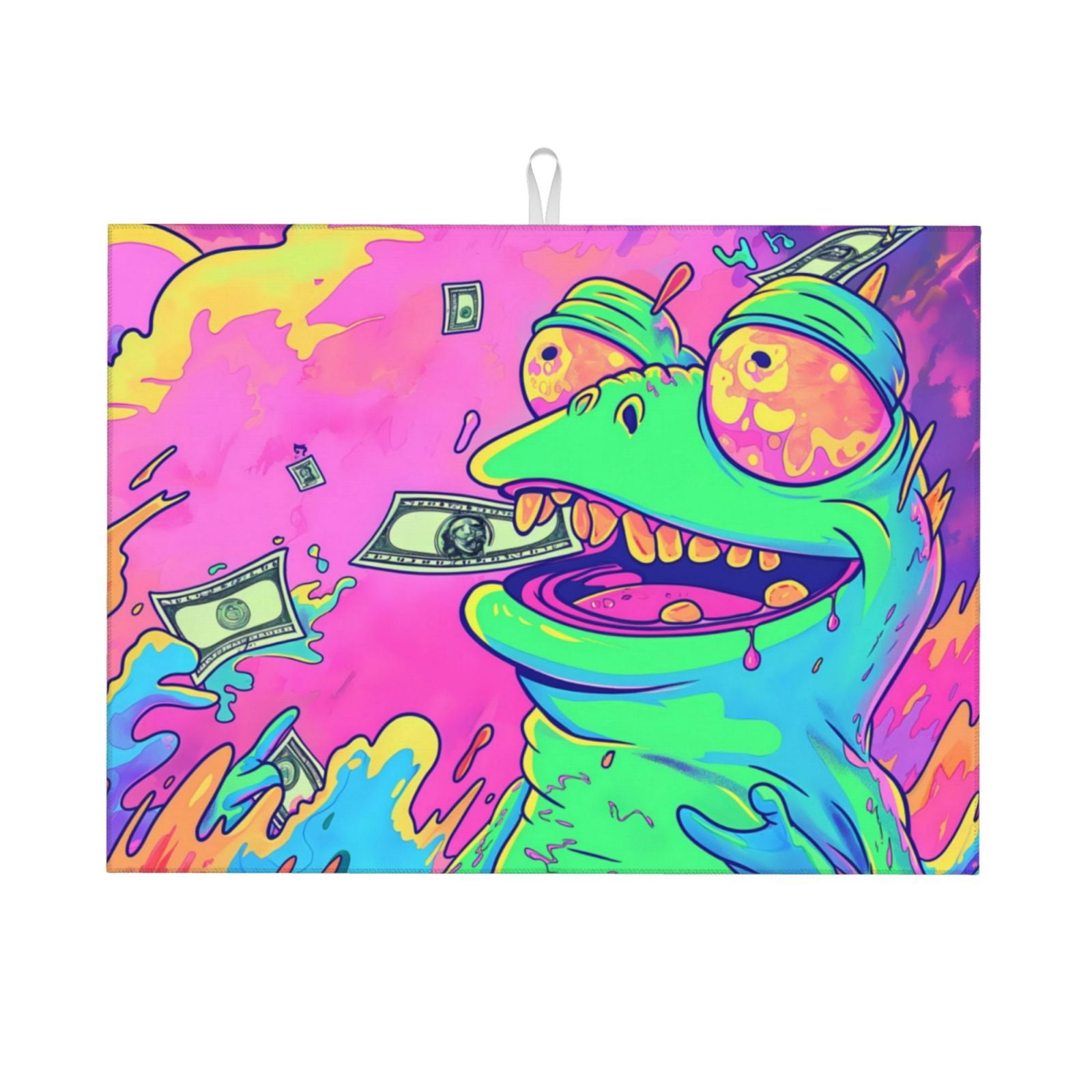Gaeub Psychedelic Cartoon Frog Print Dish Drying Mats For Kitchen ...