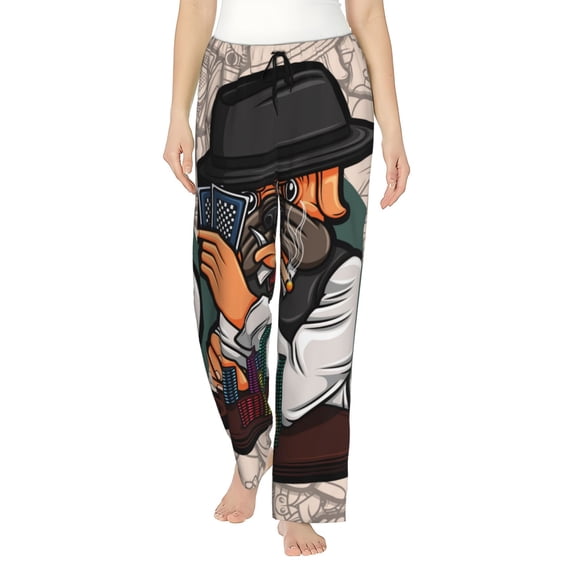 Gaeub Pug Dog Soft Pajama Pants for Women, Wide Leg Comfy Casual Lounge Yoga Capri Pants Wide Leg-X-Large