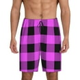 thumbnail image 1 of Gaeub Purple Black Buffalo Plaid Printed Men's Short Pajama Pants, Lightweight Lounge & Sleep Bottoms Keep You Cool - Small, 1 of 9