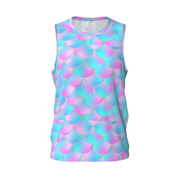 Gaeub Purple Dragon Scales Men's Mesh Basketball Jersey, Quick-Drying Sleeveless Top S-4XL, Loose Muscle Tank Top -Medium