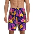 thumbnail image 1 of Gaeub Purple Flower Printed Men's Short Pajama Pants, Lightweight Lounge & Sleep Bottoms Keep You Cool - XX-Large, 1 of 9