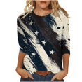 thumbnail image 1 of Womens 4Th of July Summer T-Shirts Independence Day Tunic Tops Crew Neck 3/4 Length Sleeve Top American Flag Graphic Tunic Blouses Retro Dressy Tunics Summer Going Out Outfits 2025, 1 of 5