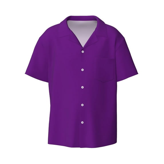 Gaeub Purple Men's Lapel Short Sleeve Shirt, Relaxed Fit Shirt, Soft and Breathable for Outdoors Party Travel - 3X-Large