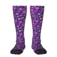 thumbnail image 1 of Gaeub Purple Snowflakes Printed Design Socks Stretchy High Tube Socks for Men Women Teens , Softball Soccer Socks for Hiking, Sport, 1 of 6