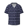 thumbnail image 1 of Gaeub Purple and Blue Squares Men's Lapel Short Sleeve Shirt, Relaxed Fit Shirt, Soft and Breathable for Outdoors Party Travel - Large, 1 of 7