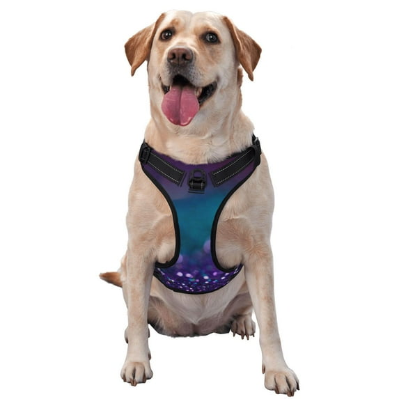 Gaeub Purple and Green Glitter Gaeub Purple and Green Glitter No Pull Dog Harness, Secure and Adjustable Pet Vest for Outdoor Activities - X-Large