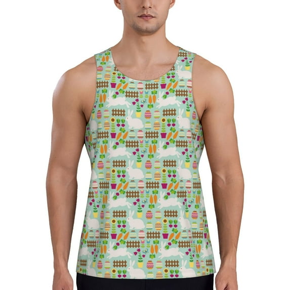Gaeub Rabbit And Carrot Men's Athletic Tank Top, Workout Sleeveless Shirts, Running Tank Tops for Gym, Running, Training - Medium