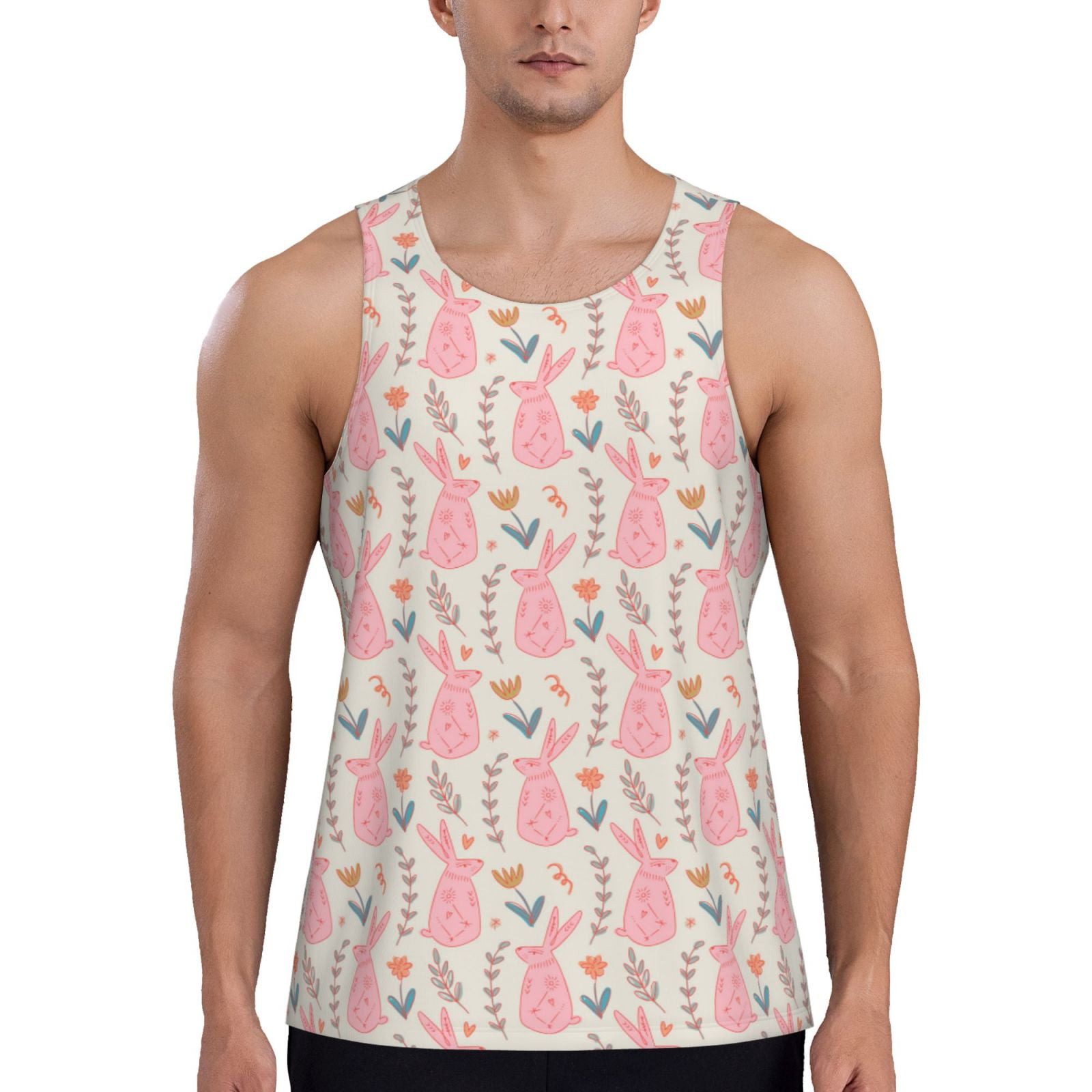 Gaeub Rabbit Men's Athletic Tank Top, Workout Sleeveless Shirts, Running Tank Tops for Gym