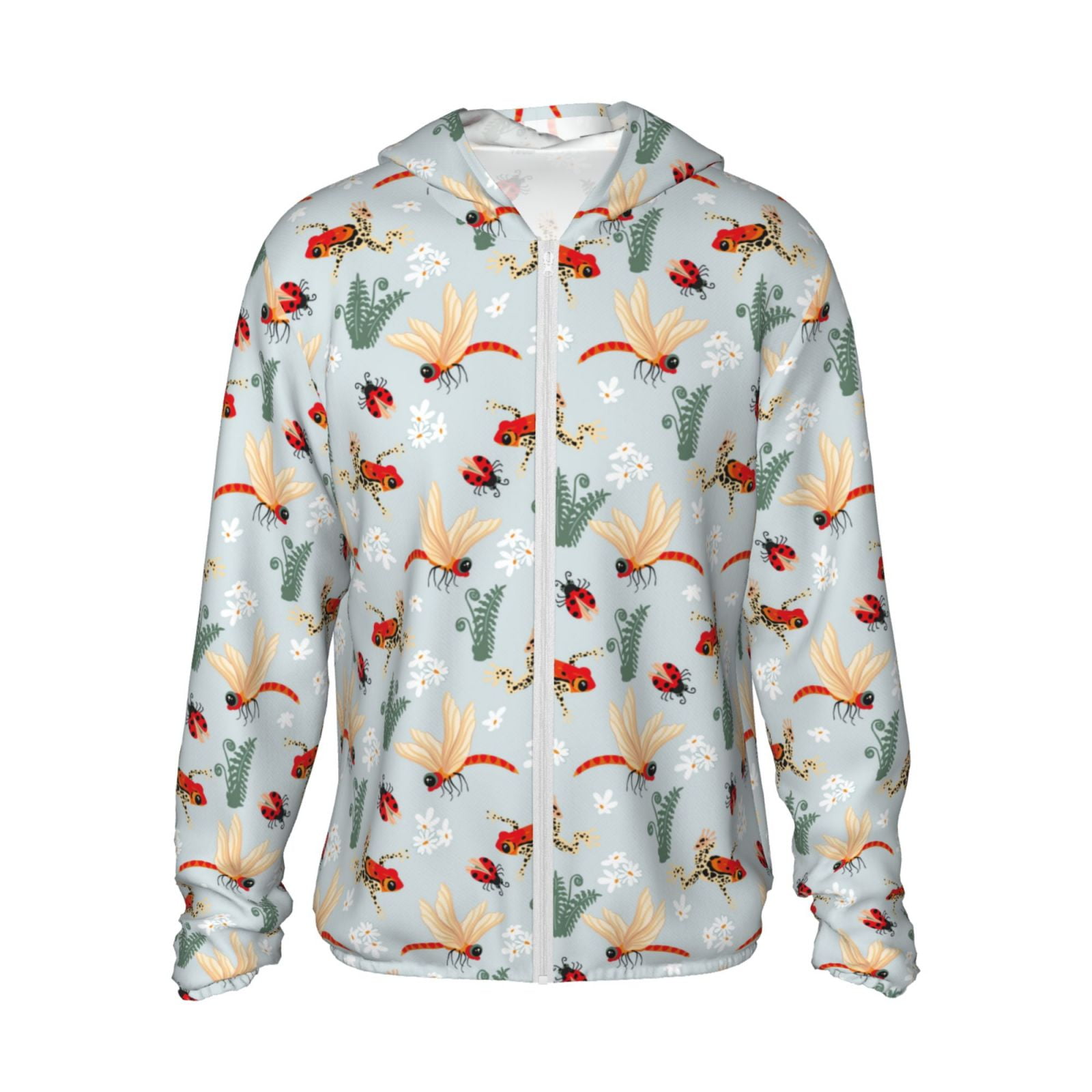 Gaeub Ragonfly And Ladybug Men's and Women's UPF 50+ Long-Sleeved Sun Protection Clothing, Fishing Shirt Long Sleeve Zip-Small