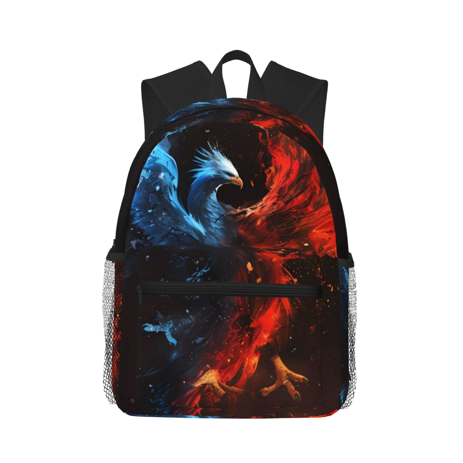 Gaeub Red And Blue Fire Bird School Backpack Waterproof Bookbag for Men ...