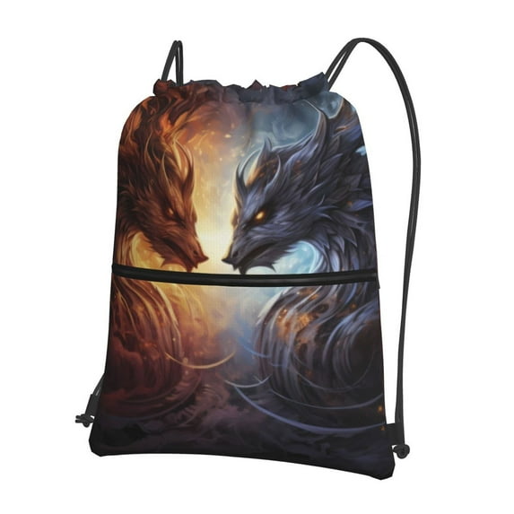 Gaeub Red And White Beast Gym Bag Sackpack Sports,Drawstring Backpack Sports Bag for Women Men Large Size