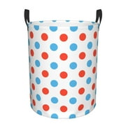 Gaeub Red Blue Polka Dots Dirty Clothes Storage Basket, Toy Storage Bin for Storing Clothing, Diapers, Toys - Small