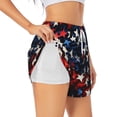 thumbnail image 1 of Gaeub Red Blue White Stars Print Women's Athletic Shorts,High Waisted Running Shorts,Pocket Sporty Short,Gym Elastic Workout Shorts-XX-Large, 1 of 7